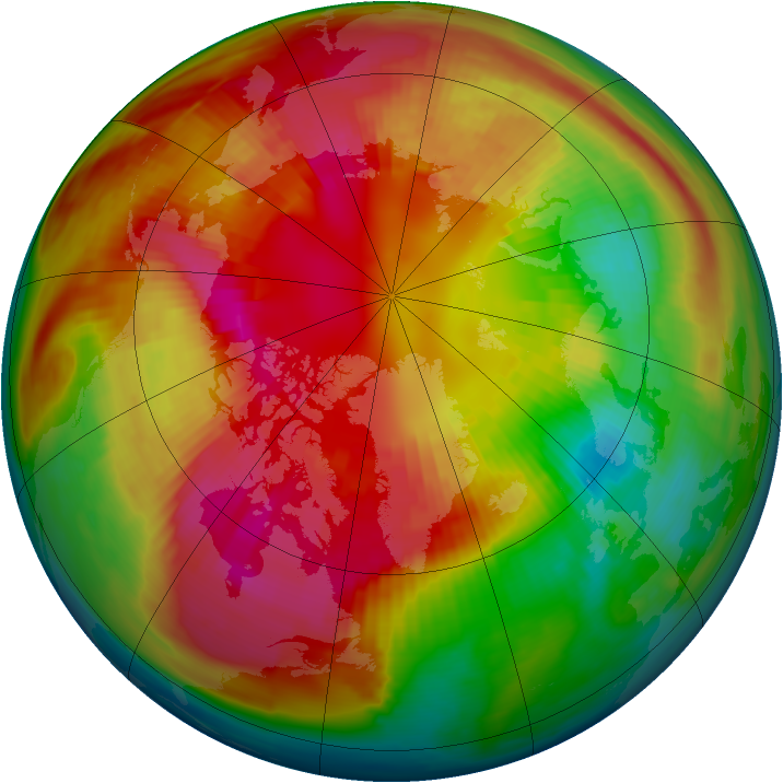 Arctic ozone map for 27 February 1980